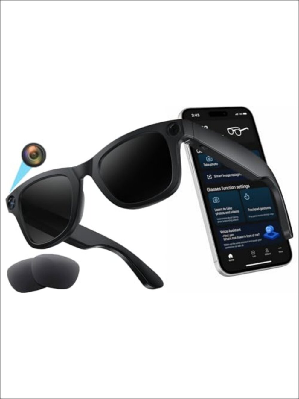AI Smart Glasses Camera 1080P Video Translation Bluetooth Open-Ear Audio
